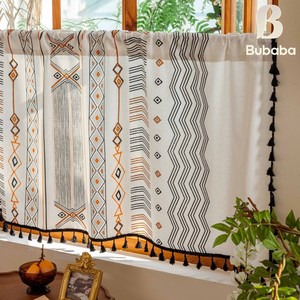 Rideaux courts en <span class=keywords><strong>toile</strong></span> imprimée de style américain Bubaba - Semi-occultants Translucides Poche à tringle Compatible avec les baies vitrées Utilisation en cuisine - Product Image 6