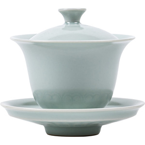 Gaiwan de Cerámica Azul Cielo, Juego de Tres Piezas con Tapa, Resistente al Calor, para Té de la Tarde - Product Image 5
