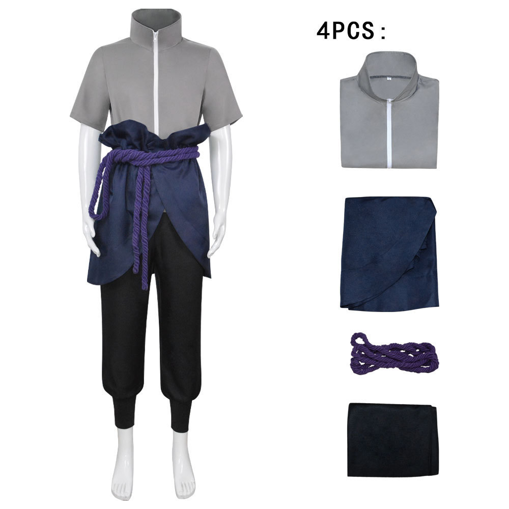 Tenue de cosplay Sasuke (haut, pantalon, tablier, ceinture)