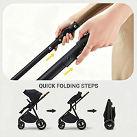 Poussette pliable légère à prix de gros, design haute vue, cadre en acier, roues EVA, maniement fluide pour nouveau-nés