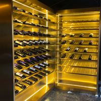 HAIYUE Meuble de salon de luxe en acier inoxydable, armoire à vin, bar à domicile, armoire à vin en verre, cave à vin élégante