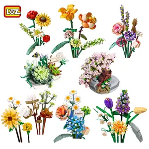 Bloques LOZ, ladrillos de construcción de flores, hermosas plantas, juguete de rosas para niños, Juguetes para niñas, regalo de cumpleaños, regalo para niños, Año Nuevo