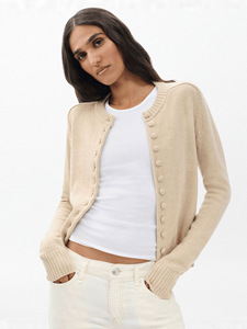 <span class=keywords><strong>Cardigan</strong></span> Corto da Donna Minimalista in Maglia 2026 ODM, Girocollo a Maniche Lunghe con Bottoni, Vestibilità <span class=keywords><strong>Slim</strong></span>, Maglione Casual Chic Autunnale - Product Image 2