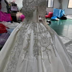 Vestido de Novia de Lujo Mc036, Corsé con Cuentas Plateadas, Vestido de Princesa de Satén, Apliques de Encaje, Cola Larga, Jancember - Product Image 5