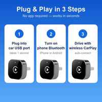 Adaptateur USB sans fil CarPlay et Android Auto le plus petit pour voiture compacte, ajustement universel pour voitures TY-C5