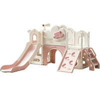 Structure de jeu multifonctionnelle en plastique HDPE pour enfants : toboggan, balançoire, panier de basket, tunnel et espace de rangement