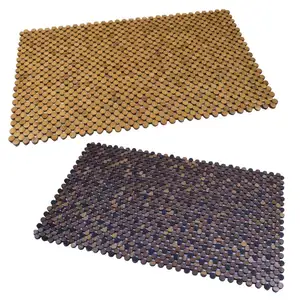 Eco-Friendly Nature Bamboo Wood Foot mat Bathroom Anti slip Anti-mold Coral Fleece Shower Floor Mat Non Slip Bath Mat