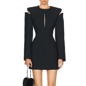 Vestido Blazer de Lino 100% para Mujer, Mangas Largas, Cintura Ajustada con Corsé, Cierre Trasero con Cremallera y Cordones, Estilo Bohemio Informal, Transpirable, para Verano - Product Image 1