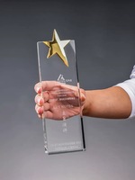 Plaque de trophée en cristal personnalisée, écologique, gravée au laser, polie, avec sculpture en forme d'étoile, avec sublimation, cadeau pour les événements sportifs