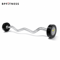 Barre d'haltères fixe de qualité commerciale pour usine, têtes rondes en caoutchouc CPU VANBO pour entraînement de force intensif en salle de sport et musculation