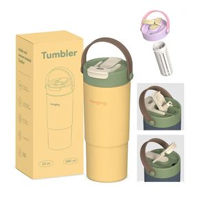 Gobelet isotherme à double paroi en acier inoxydable 304 de 22 oz avec poignée, couvercle anti-fuite, isolation thermique de 24 à 36 heures, sans BPA - Product Image 2