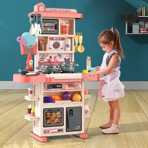 厨房食品儿童玩具套装假装喷雾游戏43PCS迷你厨房玩具儿童真烹饪水槽套装游戏儿童厨房玩具