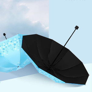 Parapluie solaire pour femmes tout temps Contrôle manuel 3 plis Protection UV pliante et parasol - Product Image 2