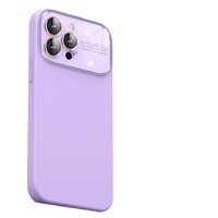 Coque en silicone liquide avec grande fenêtre et protection d'objectif intégrée, antichoc, pour iPhone 16 Pro Max 15 14