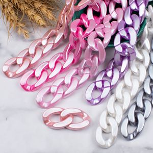 High quality bright plastic acrylic link Cuban chain necklace bracelet women bohemian big chunky spring color handbag chain