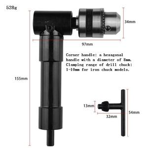 Perceuse électrique à angle droit à 90 degrés outil d'angle de mandrin à trois mâchoires, outil de pliage électrique à angle droit en alliage avec clé - Product Image 5