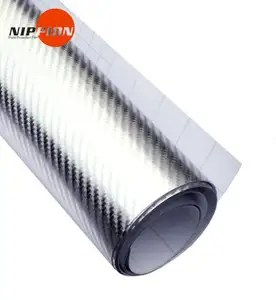 2021 nuevo D4TQ-Sl de plata de Color DIY cromo 4D de fibra de carbono coche película de envoltura de vinilo de etiqueta engomada 1,52*30m thickness18C