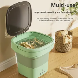 Machine à laver mini automatique portable pliable en plastique à lumière bleue pour sous-vêtements, chaussettes et vêtements de bébé – Meilleure vente - Product Image 4