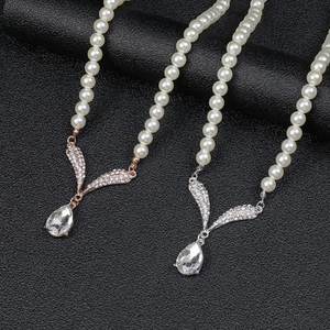 2025 High Quality New Fashion <b>Pearl</b> Stainless Steel Jewelry Set Cute Water Drop Shape Link Chain <b>Necklaces</b> <b>and</b> <b>Earrings</b> - Product Image 4