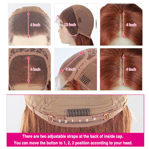 Perruques Bob lace frontal Wig brésiliennes Remy, <span class=keywords><strong>cheveux</strong></span> naturels, courtes, lisses, marron <span class=keywords><strong>Auburn</strong></span>, 33, pour femmes noires - Product Image 3