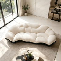 Canapé en forme de vague de style italien, base en FRP noir brillant, tissu courbé, canapé sectionnel pour résidence haut de gamme