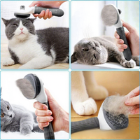 Peigne de toilettage pour animaux de compagnie en ABS avec bouton à une touche pour chiens et chats - Brosse anti-poils spécialisée pour chats - Fournitures pour animaux de compagnie