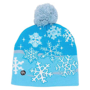 Nouveau Festival d'hiver fête de noël <span class=keywords><strong>pompon</strong></span> Led chapeaux Led casquettes lumineuses femmes Led noël tricoté bonnets chapeau - Product Image 2