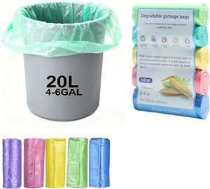 Colorful Degradable Small Trash Bags, 4-6 Gallon 100 Count Extra Strong Leak-Proof Unscented Bin Liners, Expanded Fit Disposable - Product Image 1