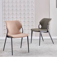 Chaise de salle à manger en cuir PU souple, style nordique italien minimaliste, luxe pour la maison, l'hôtel, le restaurant, squelette métallique léger