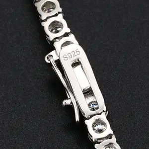 Hip Hop 925 Sterling Silver 3mm 4mm 5mm Vvs Moissanite Tennis Chain For Women Men Necklace