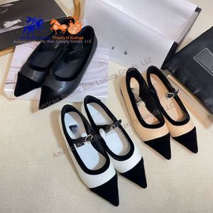 Chaussures plates décontractées en cuir de mouton pour femme CC avec nœud papillon, bout pointu, à enfiler, tendance mode toutes saisons - Product Image 1