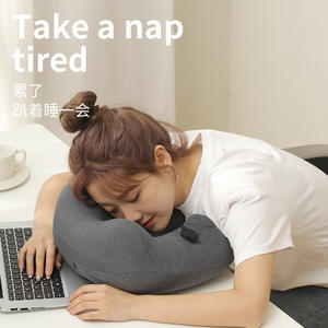 Almohada Inflable en Forma de U con Válvula Atmosférica, 28x26x14cm, Inflado por Presión, Soporte para el Cuello, Almohada de Viaje para la Oficina o Siesta - Product Image 3