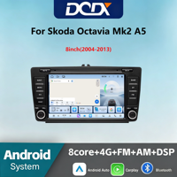 Autoradio 8 pouces pour Skoda Octavia Mk2 A5 (2004-2013), avec CarPlay sans fil et Android Auto, navigation GPS, unité multimédia