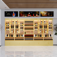 Meuble de présentation de vignoble en verre trempé et fer, cloison de bar commerciale, avec étagère à vin éclairée, pour décoration de restaurant
