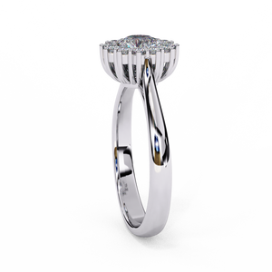 Bague de fiançailles pour femme en or massif 18 carats avec diamant de laboratoire taille brillant et pierres latérales taille brillant, certifiée IGI, plaquée rhodium - Product Image 3