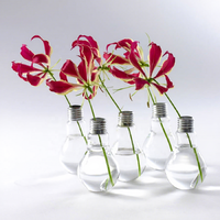 Ampoule Vase en verre transparent Vase à fleurs hydroponique tendance Décoration de mariage à domicile Écologique