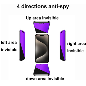 Cao Nhôm Mạ Điện <span class=keywords><strong>Matte</strong></span> Cảm Thấy Ánh Sáng Màu Tím 360 Độ Riêng Tư Tempered Glass Bảo Vệ Phim Cho Iphone 16 Promax 15 14 - Product Image 2