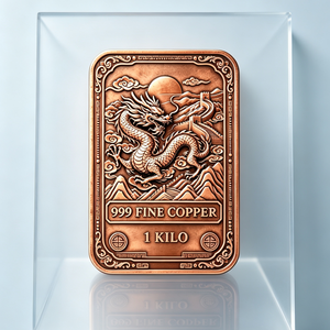 Barra de Cobre con Grabado de Dragón Oriental de Alta Definición, 1 Kilo, 999 de Pureza, Barra de Metal Vintage para Coleccionistas - Product Image 3