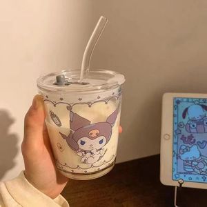Gobelet en verre BRAVO avec personnages mignons, boîte cadeau, Kuromi, Cinnamoroll, My <span class=keywords><strong>Melody</strong></span>, imprimé, tasse à boire, cadeau kawaii, vaisselle pour filles - Product Image 4