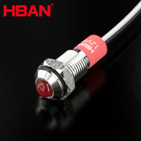 HBGQ8G-D/Y/S voyants Led étanche Ip67 12V 24V AC DC acier inoxydable métal signal lampe 8mm avec fils