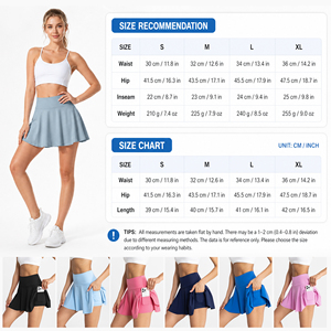 Falda pantalón plisada de tenis al por mayor para mujer, de cintura alta, control de abdomen, antirozaduras, transpirable, de punto, para <span class=keywords><strong>golf</strong></span> y fitness - Product Image 2