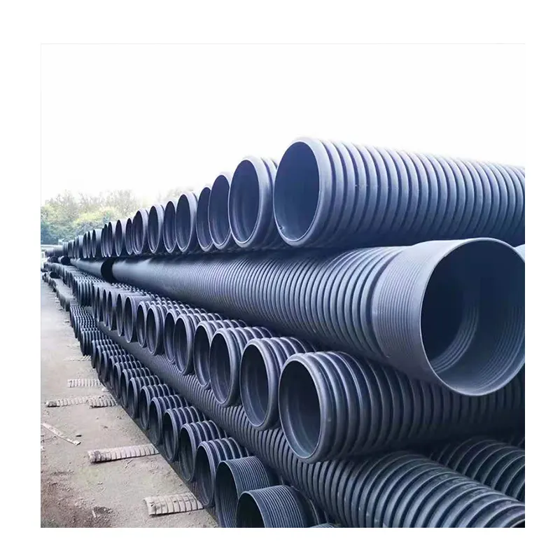 Materiale HDPE plastica nera scarico canale sotterraneo 2 4 pollici HDPE doppia parete tubi ondulati per tubo di drenaggio del sottosuolo