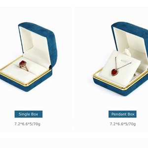 Fashionable Vaulted Velvet Jewelry Gift Box Packaging Blue Gold-edged Velvet <b>Ring</b> Pendant <b>Storage</b> case - Product Image 6