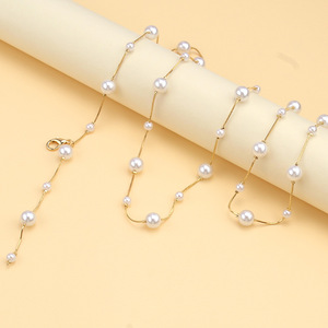 Chaîne de taille pour femme en fausses perles, chaîne de corps simple en métal, bijoux de mode pour usage quotidien - Product Image 1