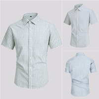 Kemeja Pria Lengan Pendek Motif Kotak-kotak Bahan Katun Kerah Kancing Kasual Ukuran Besar Pakaian Pria Tersedia Pesanan Khusus
