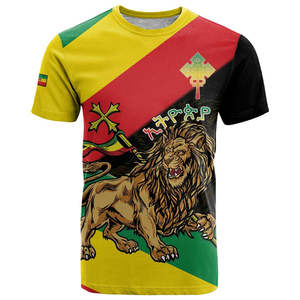 Đàn ông mỏng Ethiopia T-Shirt tùy chỉnh <span class=keywords><strong>Rasta</strong></span> sư tử Tai nghe cá nhân dreadlock dệt kỷ niệm ngày độc lập ethiopian - Product Image 6