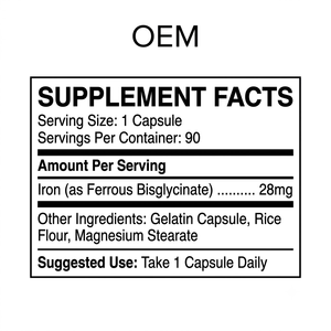 Cápsulas de Suplemento de Hierro OEM ODM 28mg 90 Unidades a Granel Marca Privada - Product Image 2