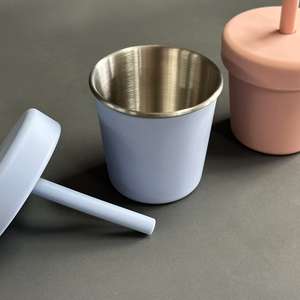 Vasos con Pajita de Acero Inoxidable 304 para Niños Pequeños, con Tapas, Personalizables con Color y Logotipo - Product Image 3