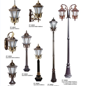 Lampadaire de jardin extérieur double lanterne LED IP66 à alimentation CA avec détecteur de mouvement, en métal, résistant aux intempéries, pour l'éclairage paysager - Product Image 2