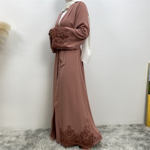 1989# Latest Embroidery Flower Abaya <b>for</b> Women Fashion Elegant <b>Long</b> Sleeve Dubai Abayas Women Muslim <b>Dress</b> Nida Materia - Product Image 5